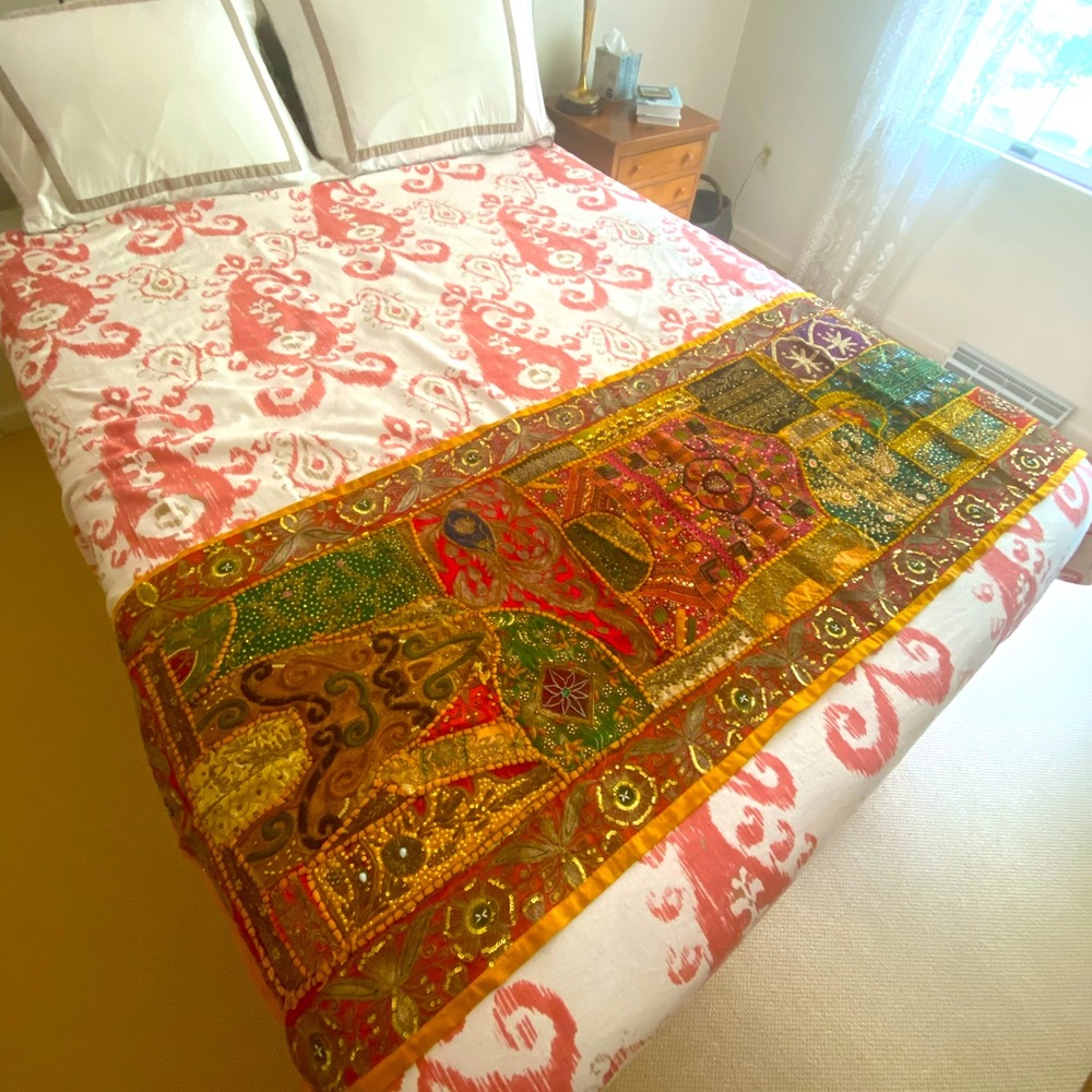 Beaded multi-colors throw/tapestry